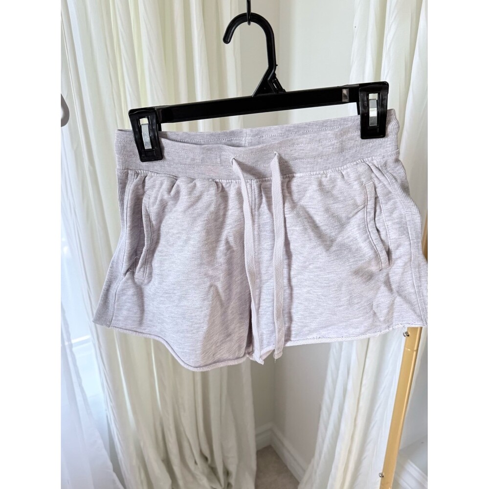 Zara Light Gray Ribbed Drawstring Athletic Shorts